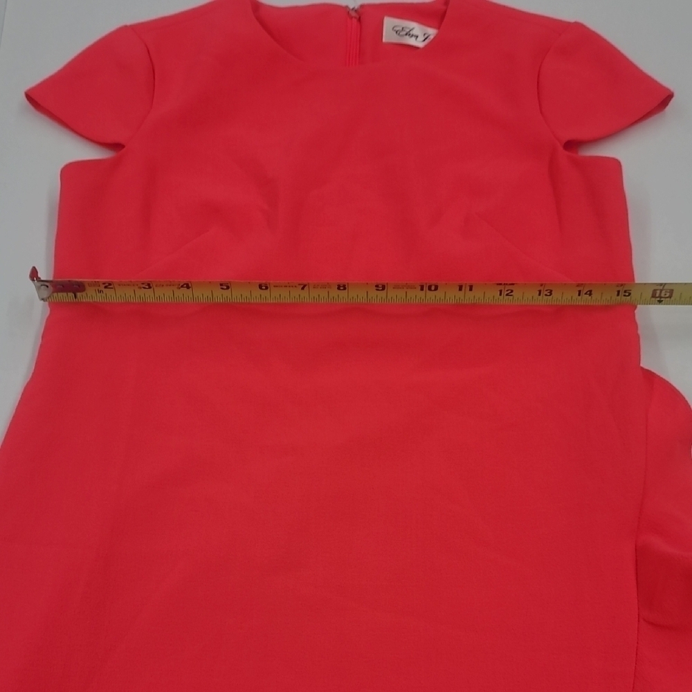 Eliza J. Deep Coral/Pink Ruffle Dress Size 2P - Picture 4 of 9